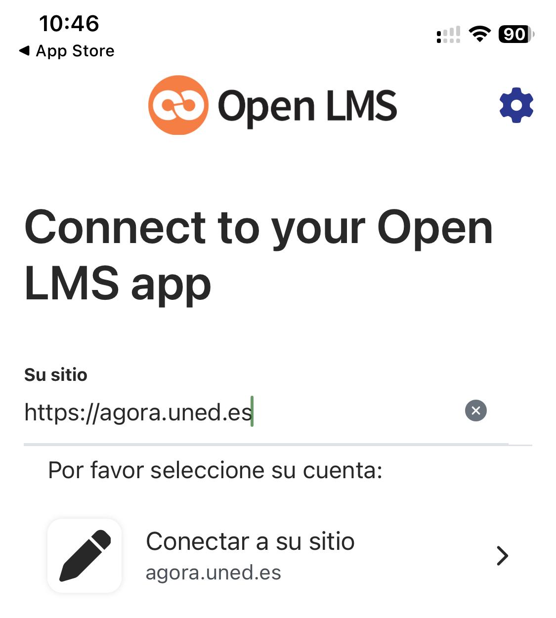 Open LMS: introducir URL de Ágora (https://agora.uned.es)